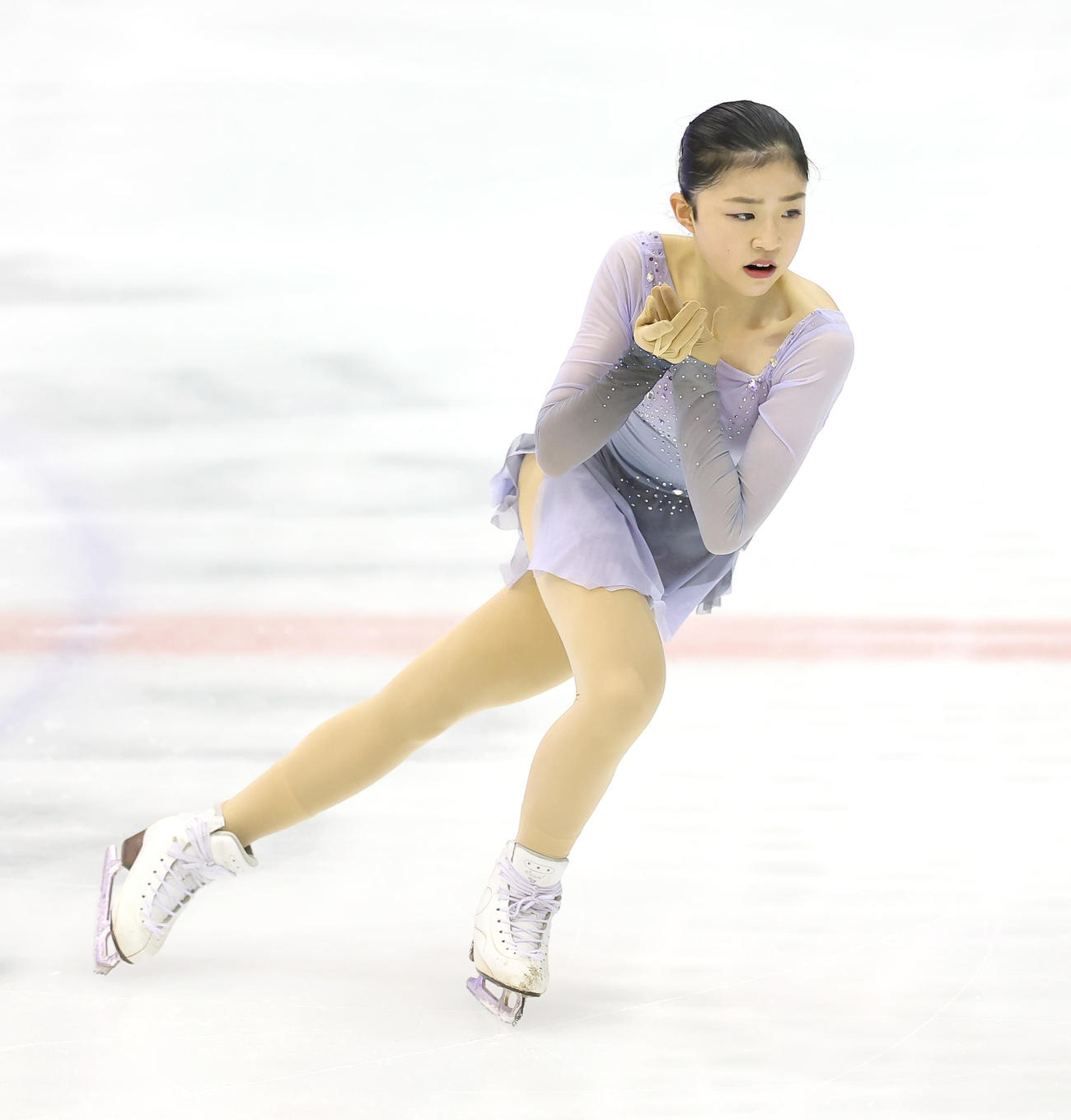ジュニア女子SPで演技する千葉（撮影・足立雅史）