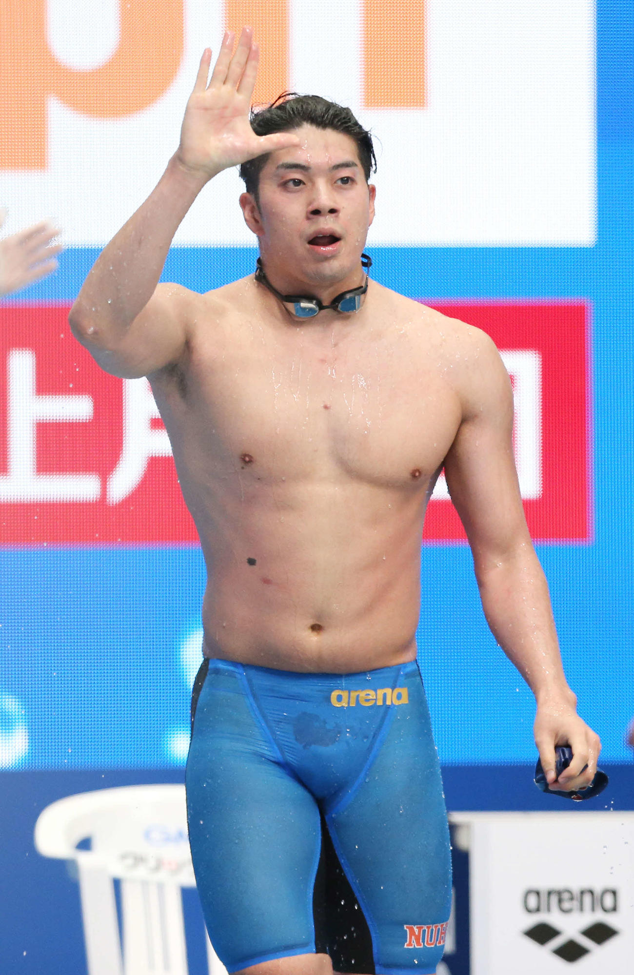 男子100メートルバタフライ決勝で優勝した水沼（撮影・宮地輝）