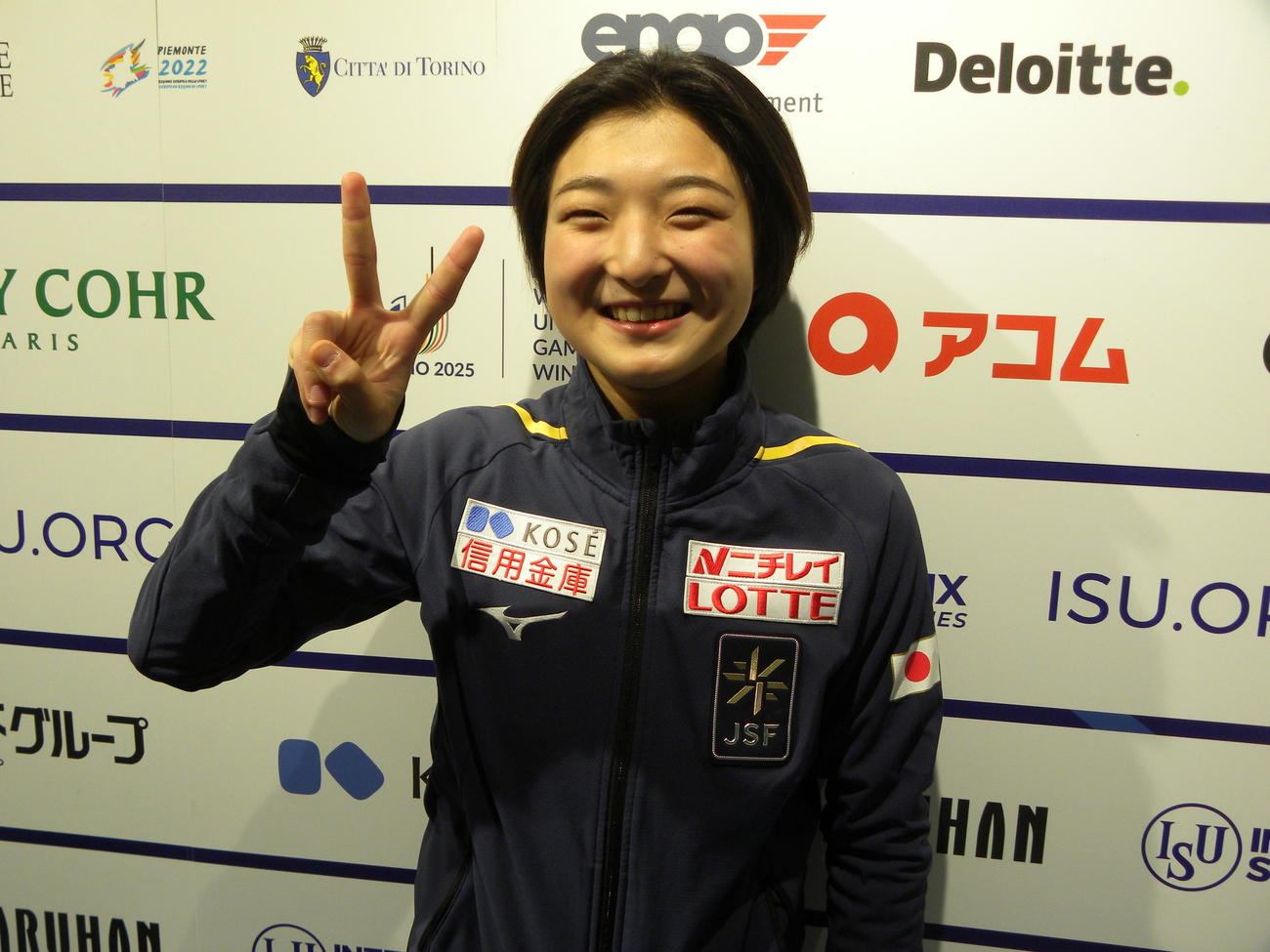 GPファイナルの公式練習後に笑顔を見せる坂本（撮影・松本航）