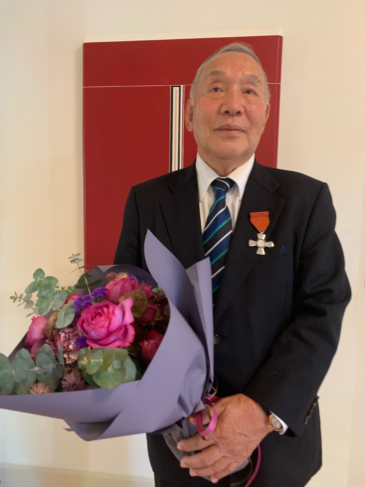 ニュージーランド・メリット勲章の勲章伝達式に出席した坂田好弘氏