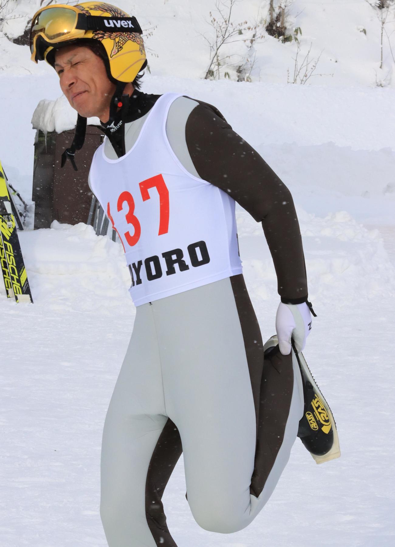 ノルディックスキー・ジャンプ名寄ピヤシリ大会の公式練習に参加した葛西（撮影・保坂果那）