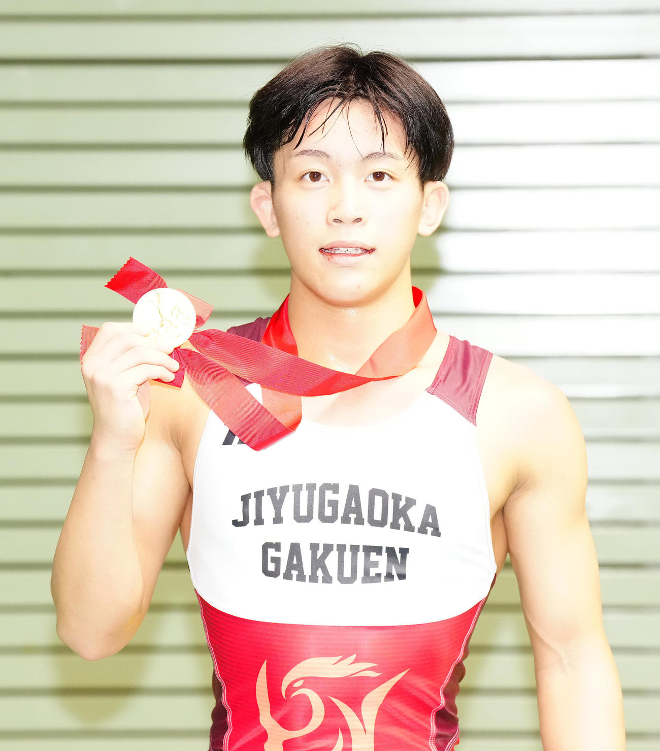 男子グレコローマン55キロ級決勝で尾西を破り、優勝した金沢（撮影・江口和貴）