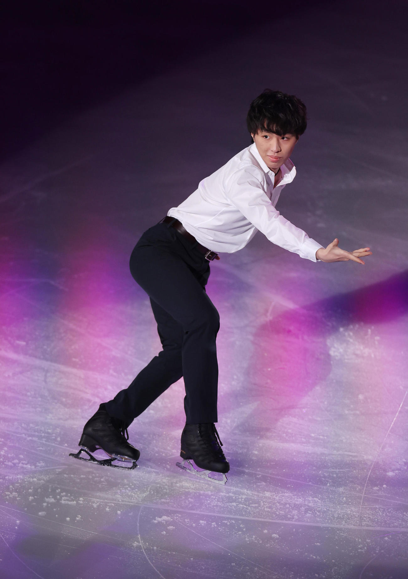 「オールジャパンメダリスト・オン・アイス2022」で演技する三浦（撮影・前田充）