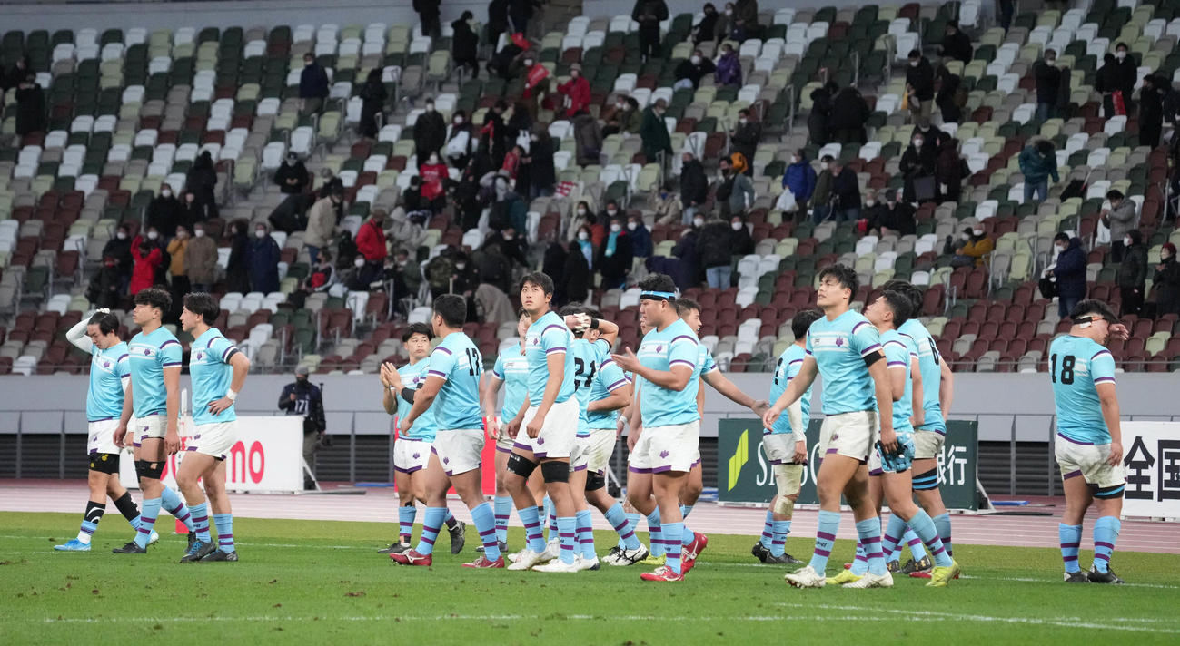帝京大対筑波大　準決勝で敗れがっくりする筑波大フィフティーン（撮影・小沢裕）