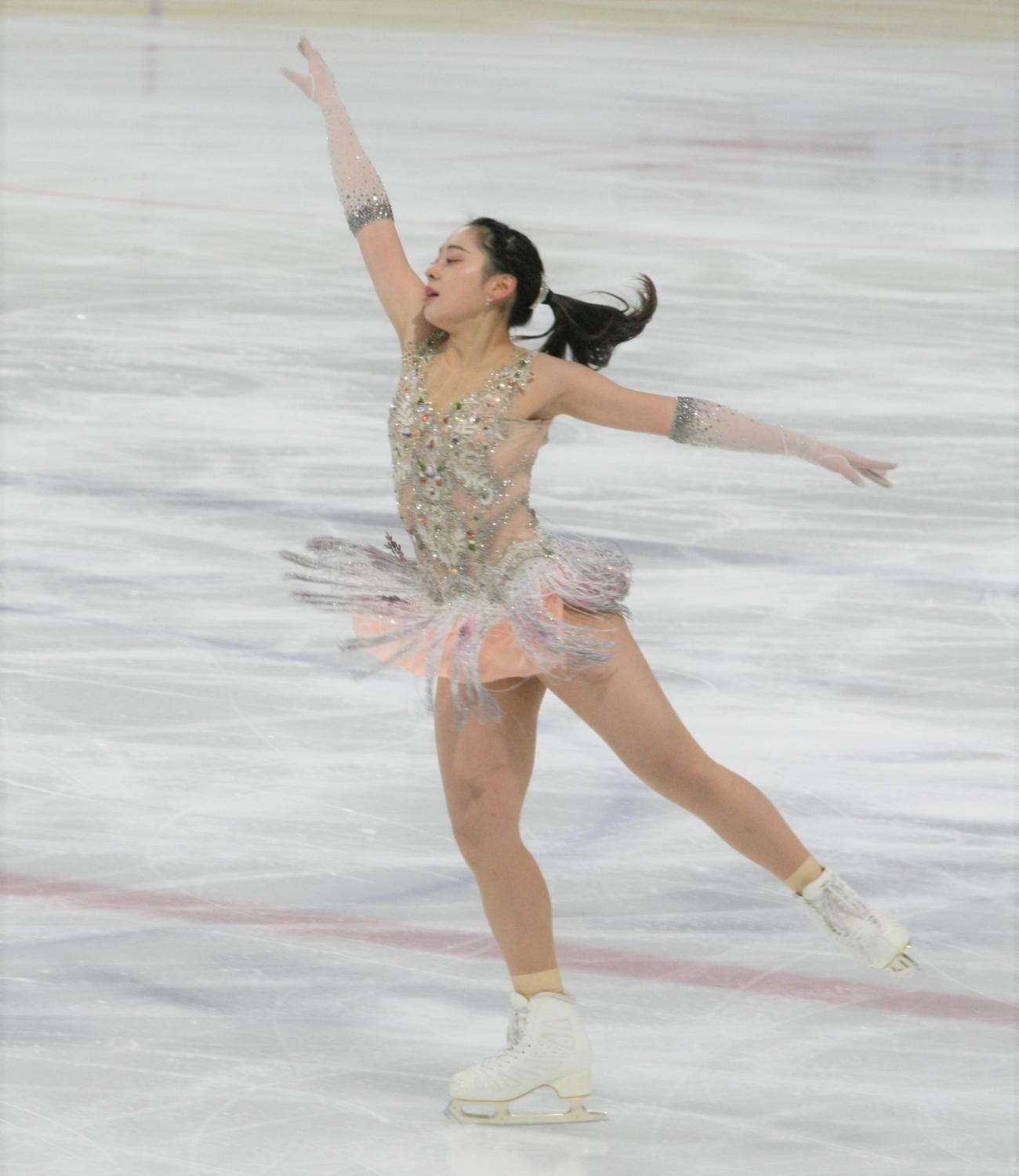 フリーで力強い演技を披露する三宅（撮影・藤塚大輔）
