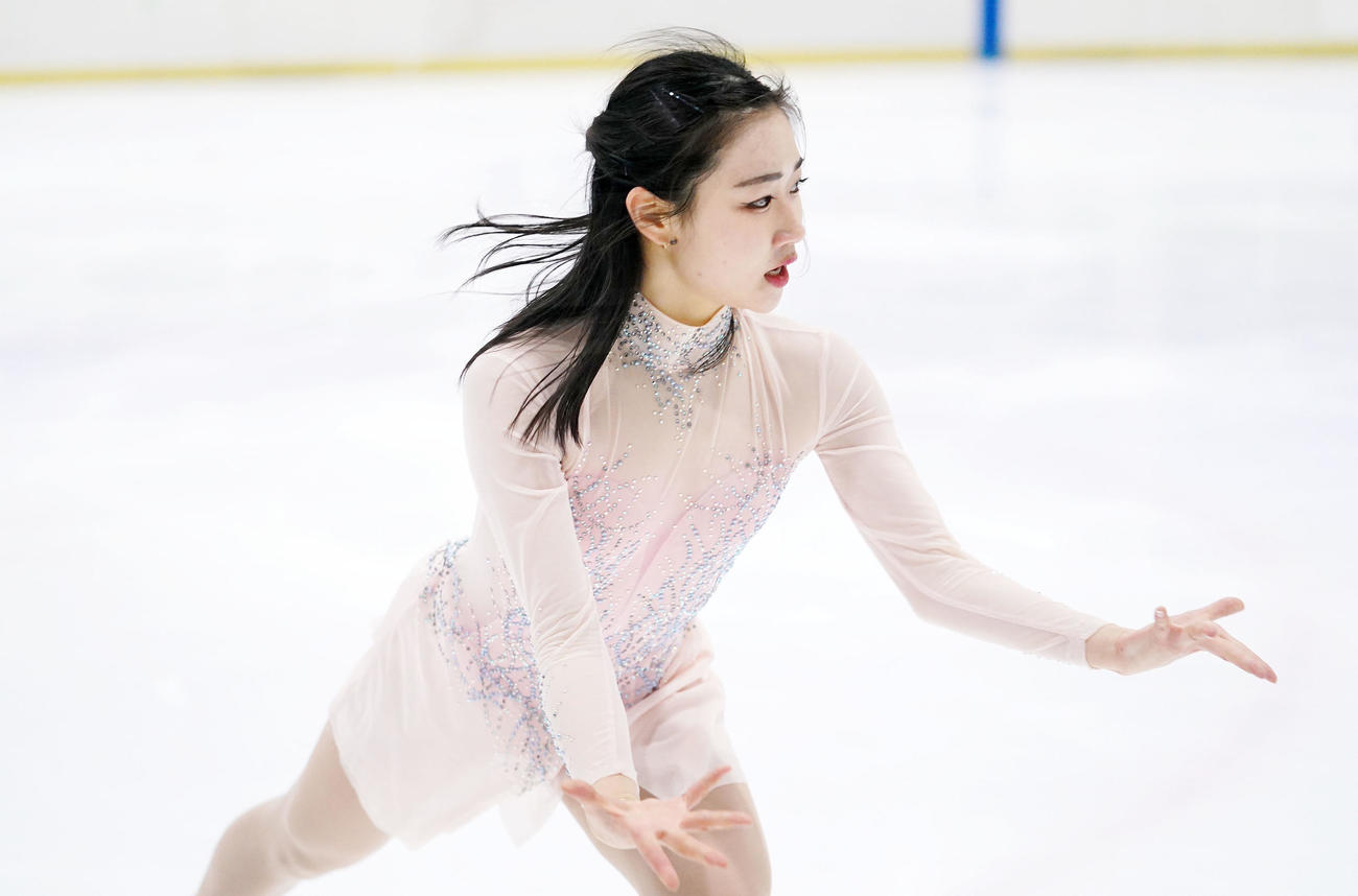 女子フリーで演技する河辺（撮影・横山健太）