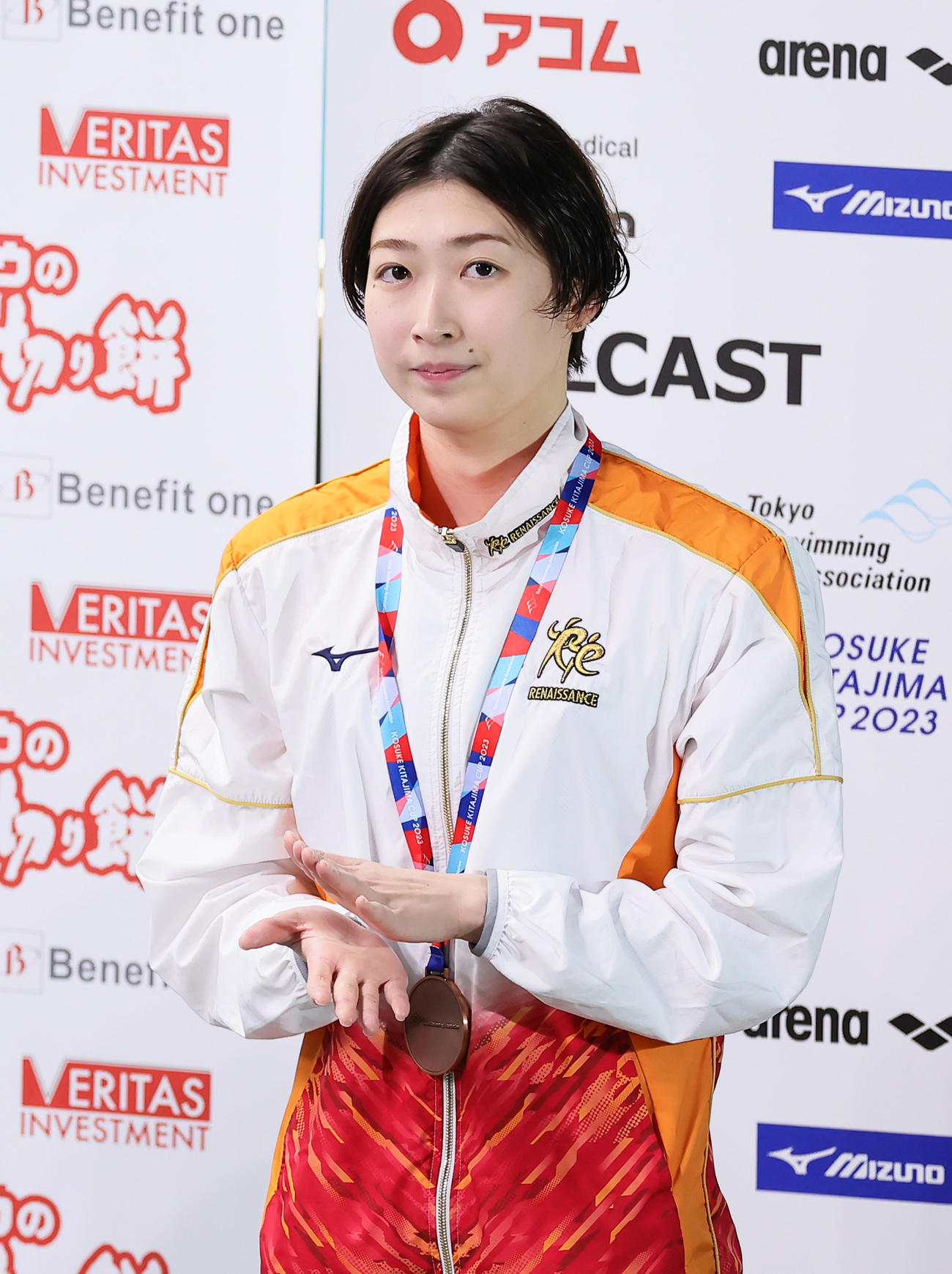 女子100メートル自由形3位の池江（撮影・足立雅史）
