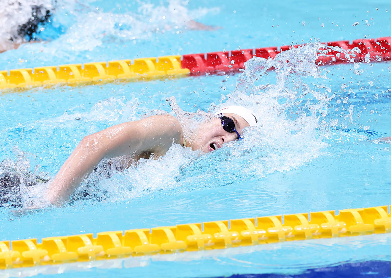 女子100メートル自由形予選を2位で通過した池江（撮影・足立雅史）