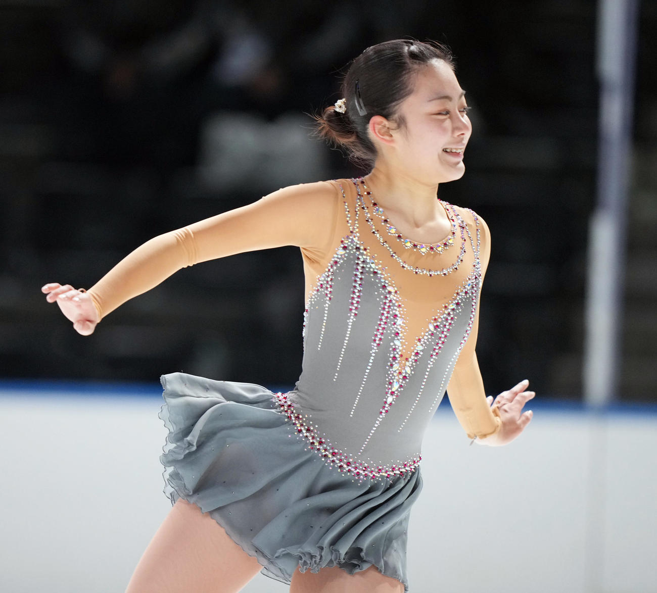 成年女子SPで演技を見せる大関（北海道）（撮影・狩俣裕三）