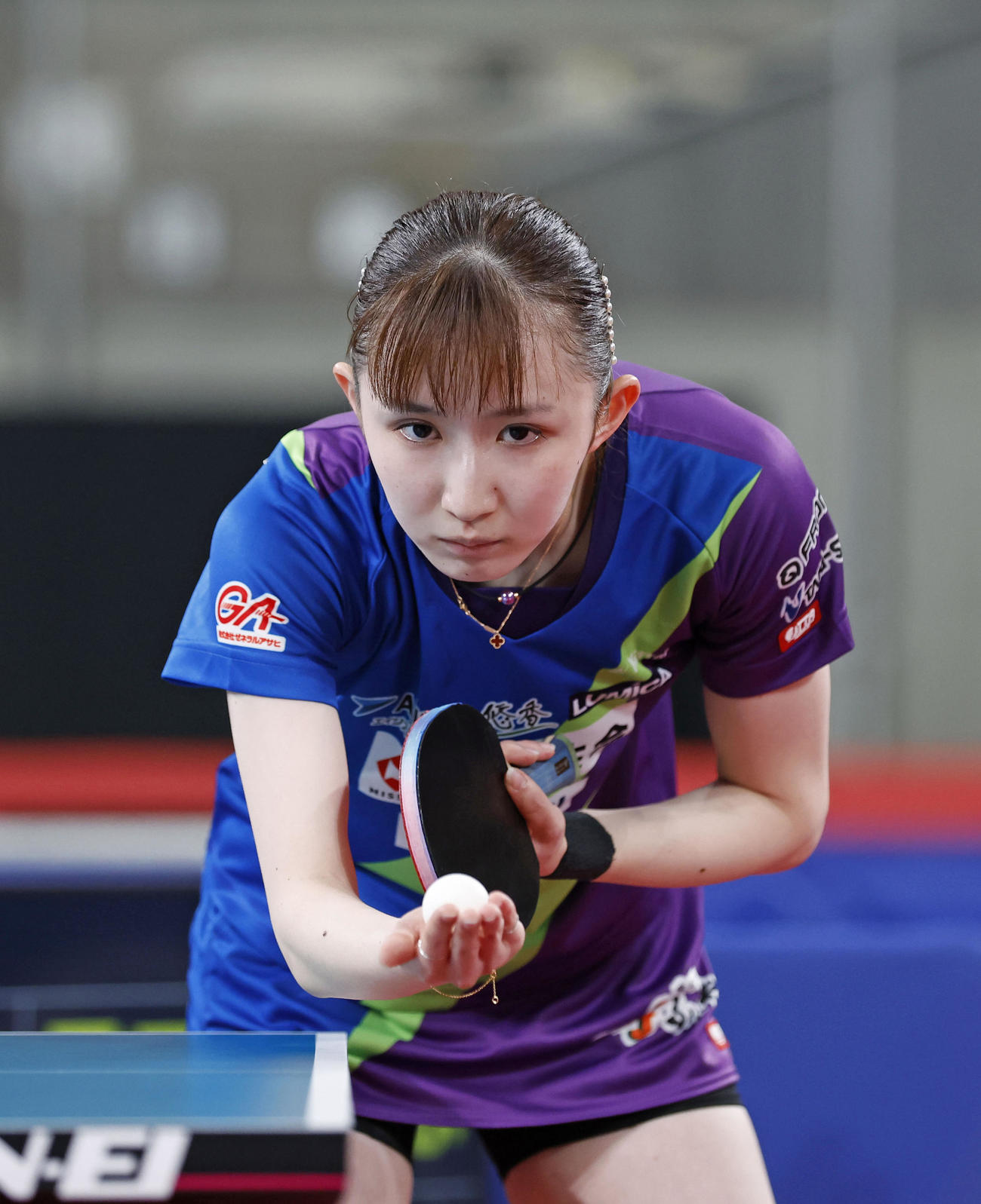 女子シングルス決勝でプレーする早田（代表撮影）