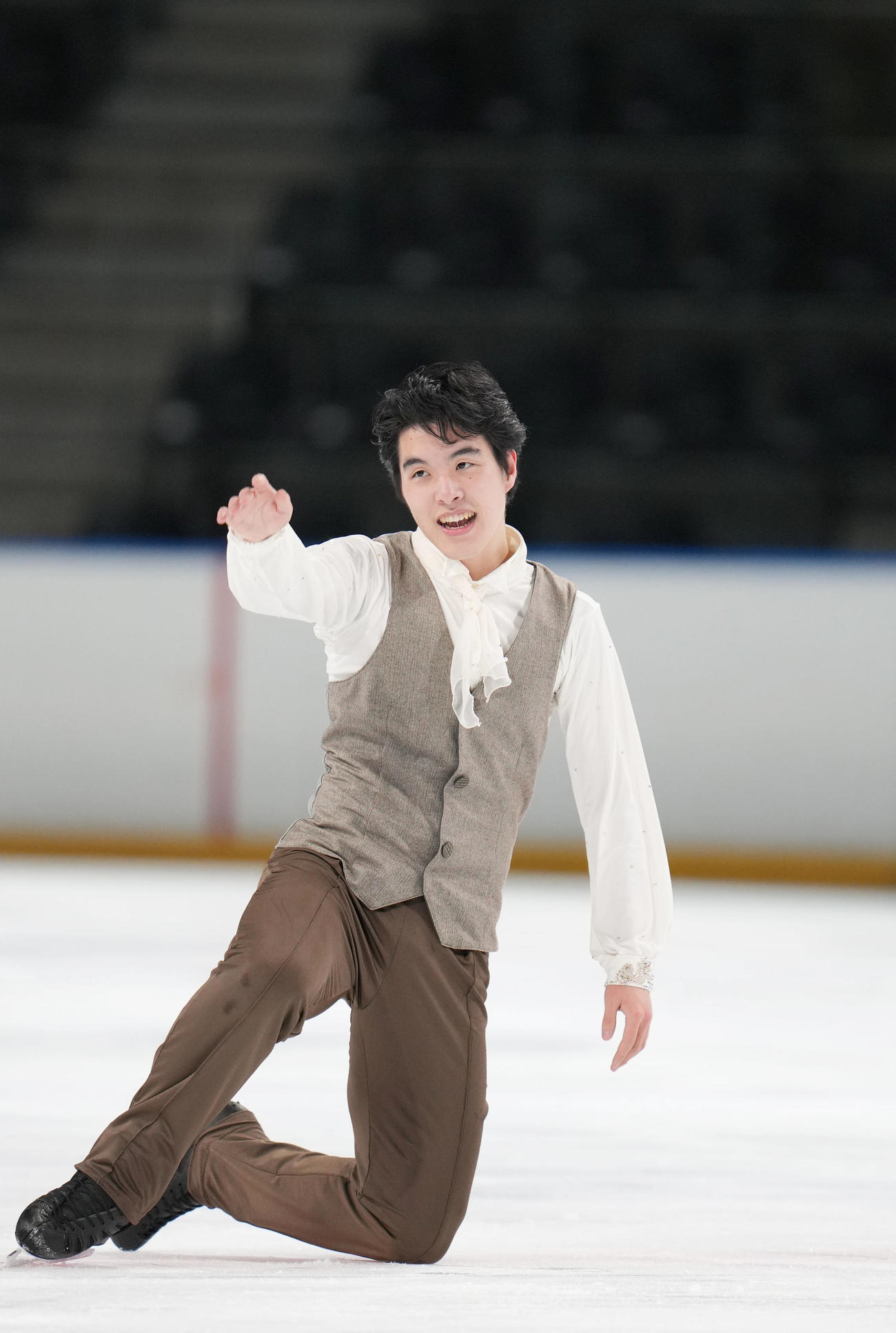 成年男子フリー　現役最後の演技でフィニッシュを決め、充実した表情を見せる山隈（兵庫）（撮影・狩俣裕三）