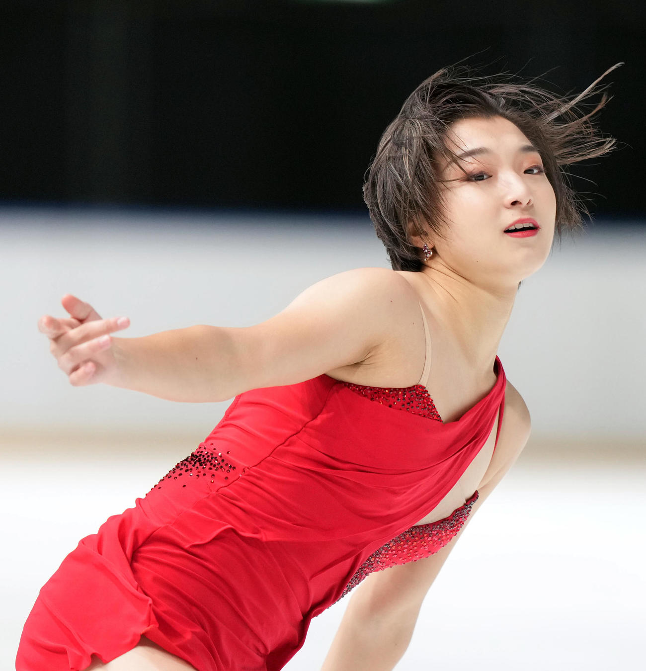 成年女子フリーで演技を見せる坂本（兵庫）（撮影・狩俣裕三）