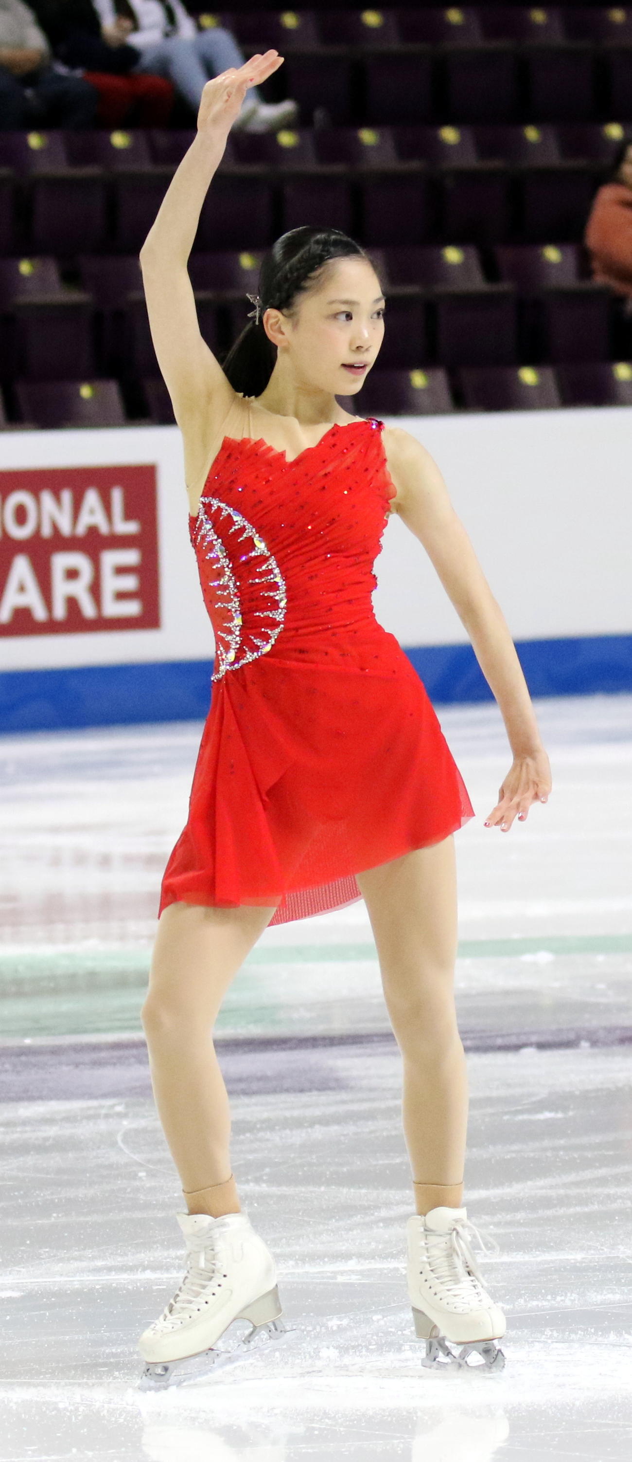 フィギュアスケート4大陸選手権　女子公式練習でSPに向けて調整する吉田陽菜（撮影・木下淳）