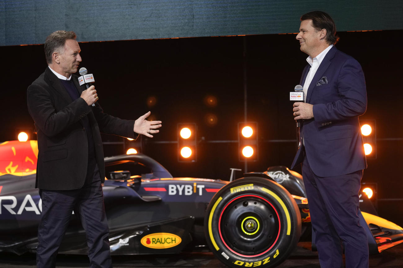 レッドブルのホーナー代表（左）とフォードのファーリーCEO（AP)