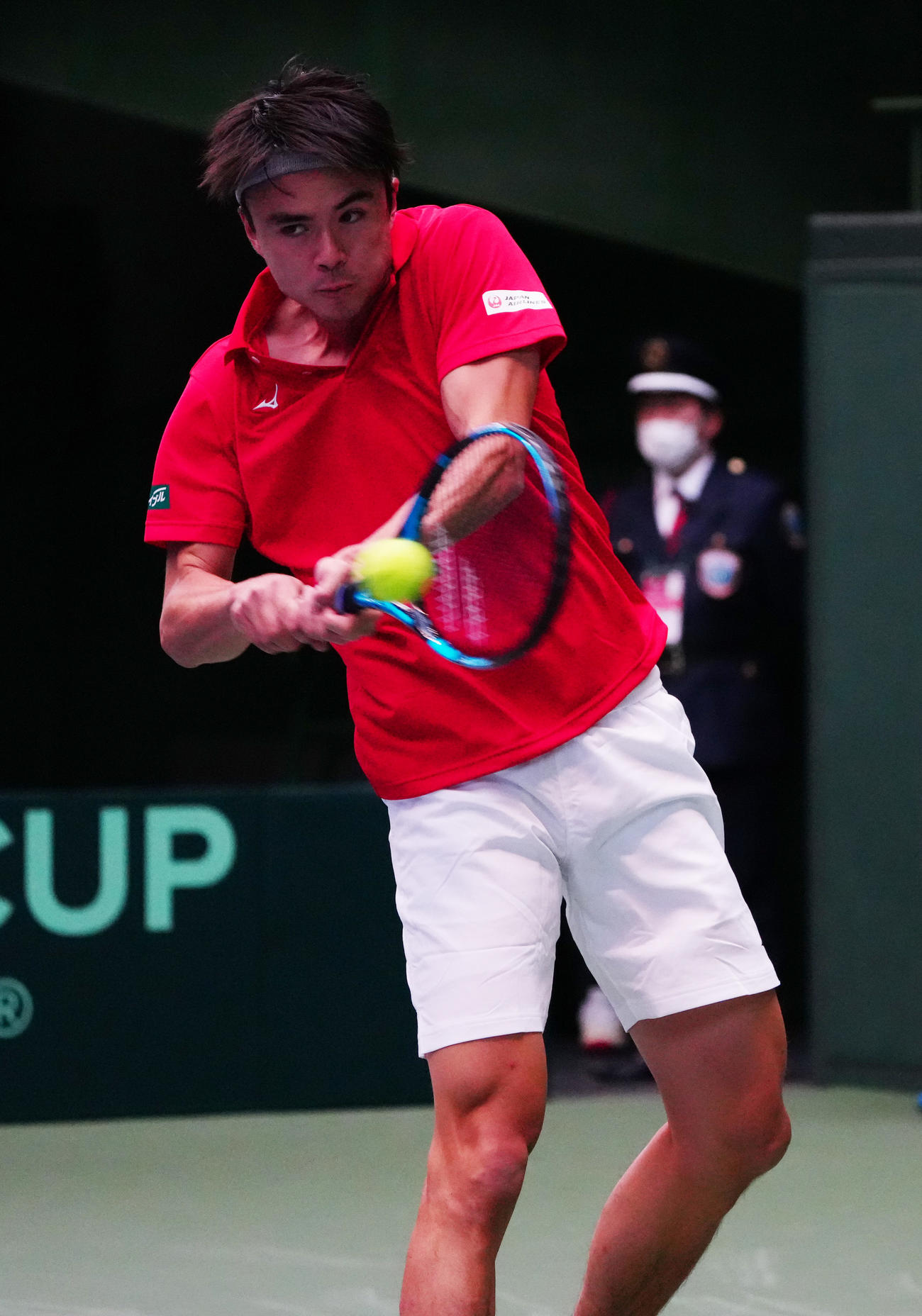 デビスカップ国別対抗戦　日本対ポーランド　ダニエル太郎対カツペル・ズク　ストレート勝ちダニエル（撮影・清水貴仁）