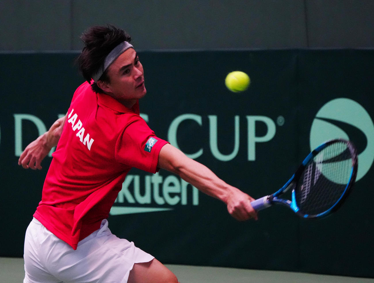 デビスカップ国別対抗戦　日本対ポーランド　ダニエル太郎対カツペル・ズク　ストレート勝ちダニエル（撮影・清水貴仁）
