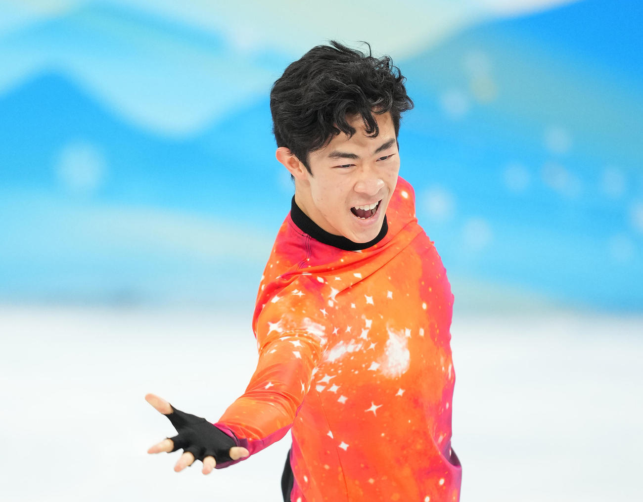 北京五輪フィギュアスケート　男子フリーで演技するネーサン・チェン（2022年2月10日撮影）