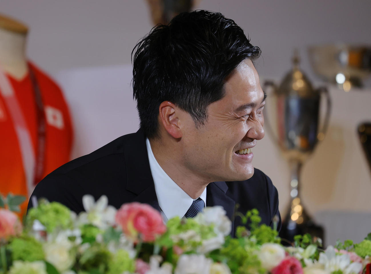 引退会見を行う国枝慎吾（撮影・野上伸悟）