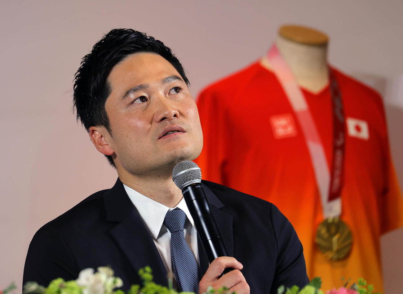 引退会見を行う国枝慎吾（撮影・野上伸悟）