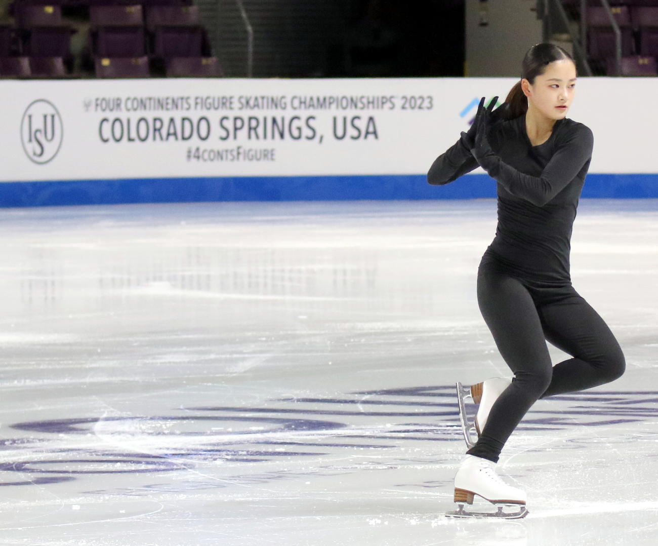 フィギュアスケート4大陸選手権　女子の公式練習に参加した渡辺倫果（撮影・木下淳）