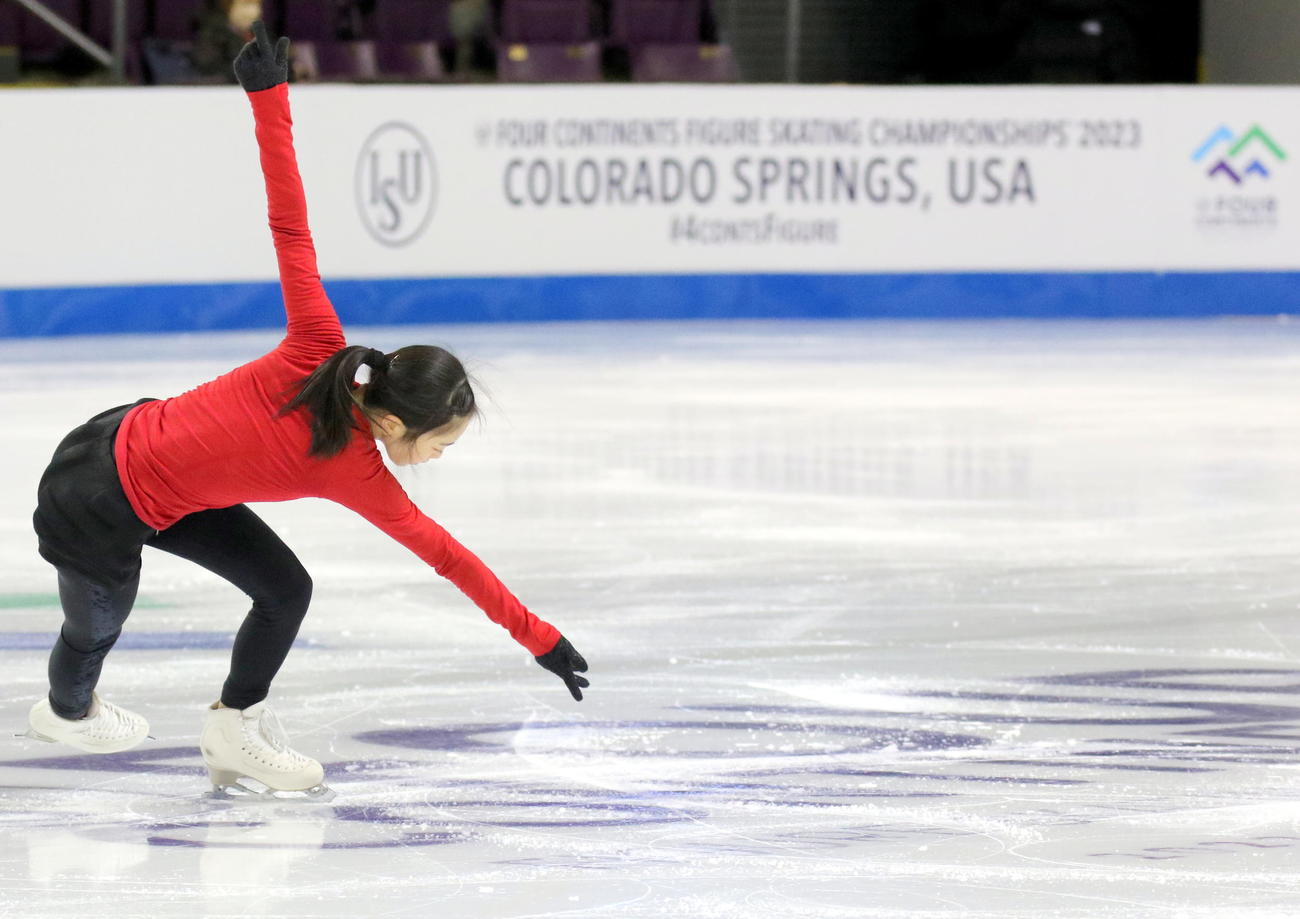 フィギュアスケート4大陸選手権　女子の公式練習に参加した吉田陽菜（撮影・木下淳）