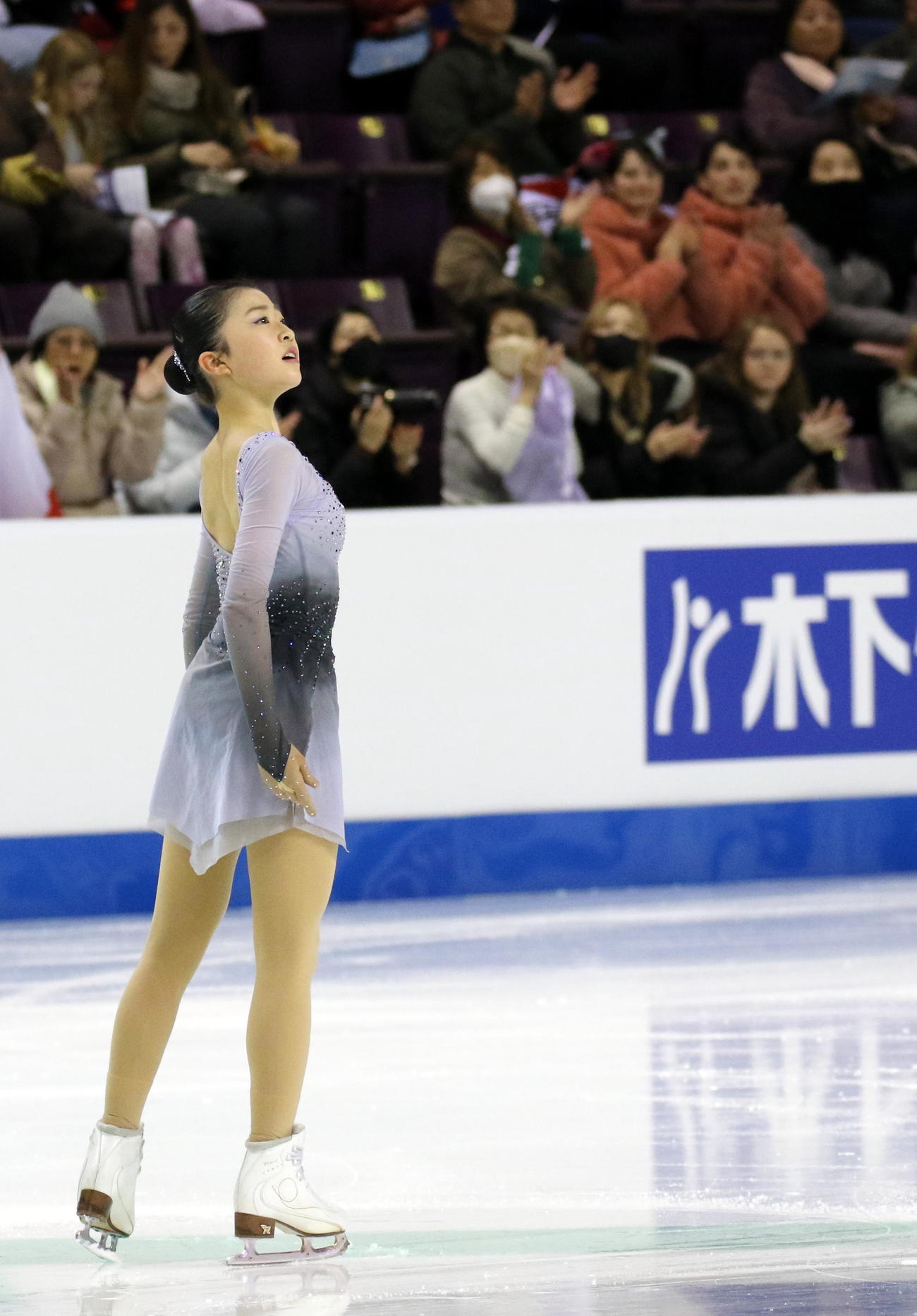 フィギュアスケート4大陸選手権　女子SPでフィニッシュを決める千葉百音（撮影・木下淳）