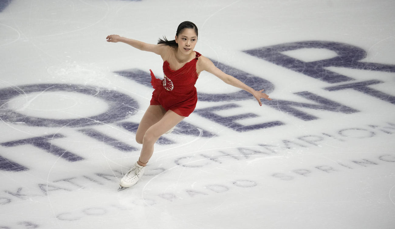 ４大陸選手権　女子SP　演技する吉田陽菜（AP）