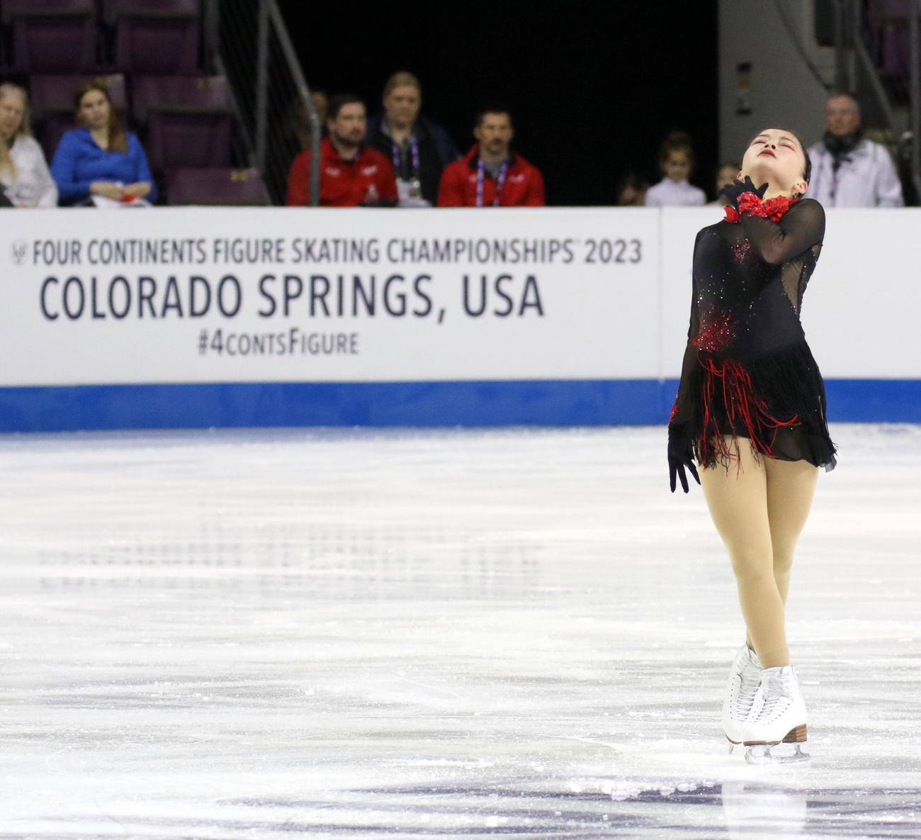 フィギュアスケート4大陸選手権　女子SPでフィニッシュを決める渡辺倫果（撮影・木下淳）
