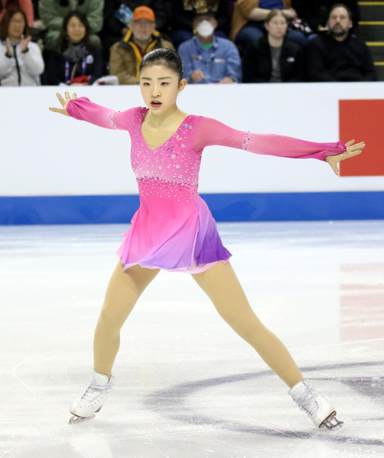 フィギュアスケート4大陸選手権　女子フリーでSP7位から銅メダルを獲得する演技を見せた千葉百音（撮影・木下淳）