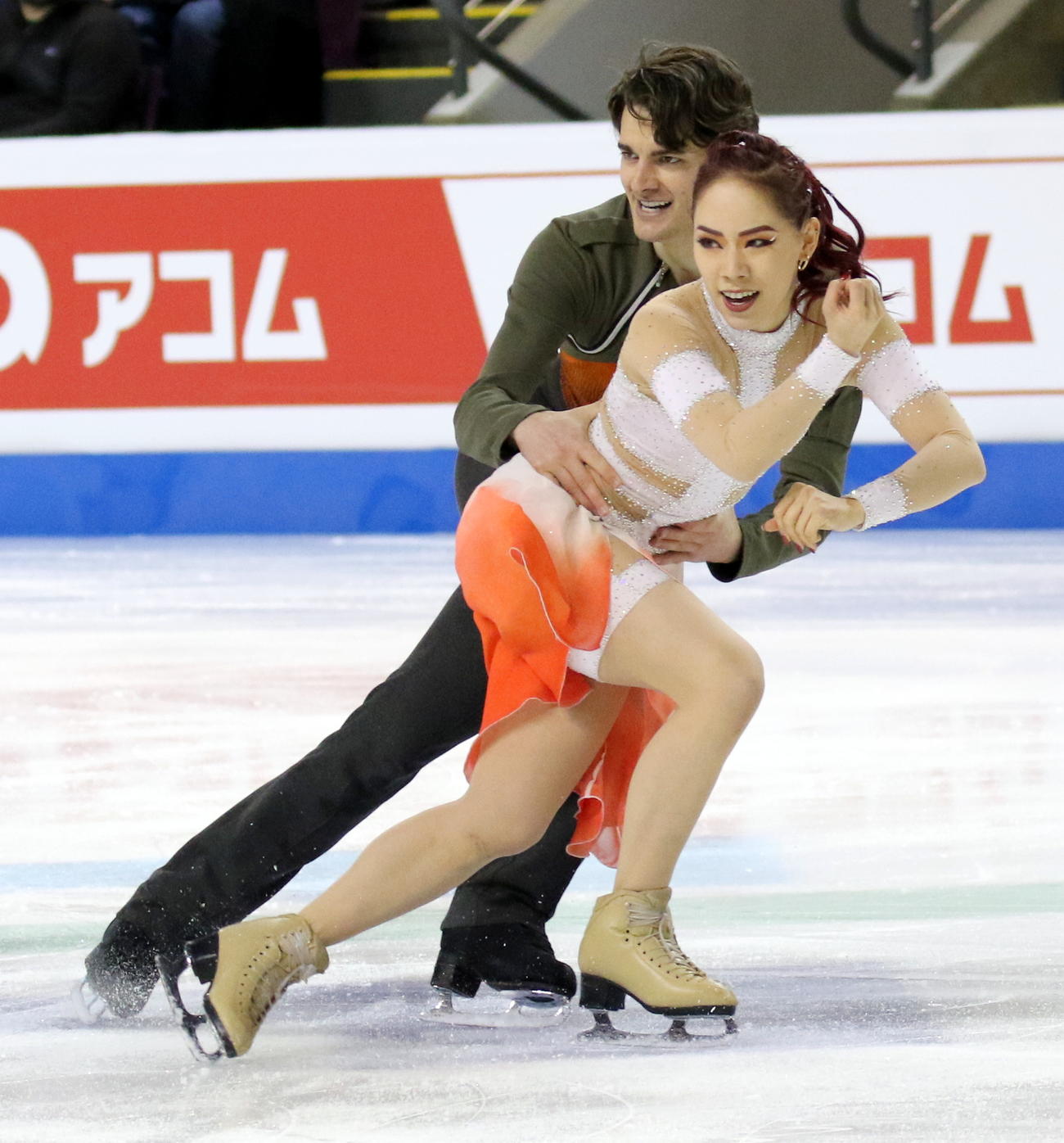 フィギュアスケート4大陸選手権　FDで今季ベストを記録した小松原美里（手前）尊組（撮影・木下淳）