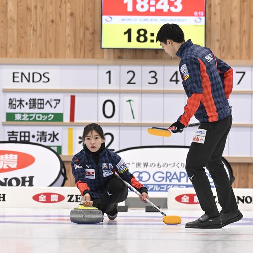 船木・鎌田ペアと対戦する吉田知（左）清水組（C）JCA IDE