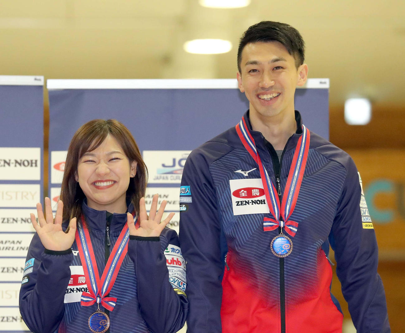 「てっちなペア」こと吉田知那美、清水徹郎組（2020年3月1日撮影）