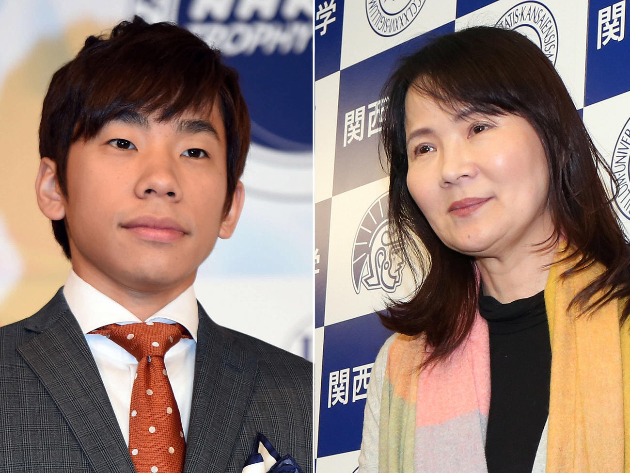 織田信成（左）と浜田美栄氏
