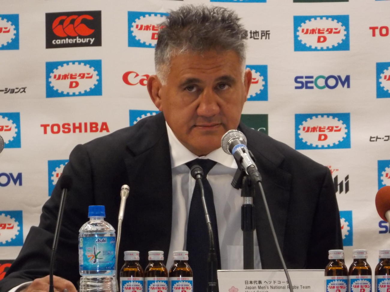 23年ラグビー日本代表活動会見で思いを口にするジェイミー・ジョセフ・ヘッドコーチ（撮影・松本航）