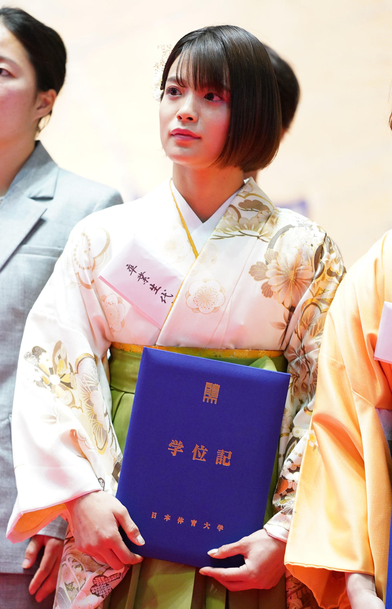 日体大卒業式に出席した阿部（撮影・横山健太）