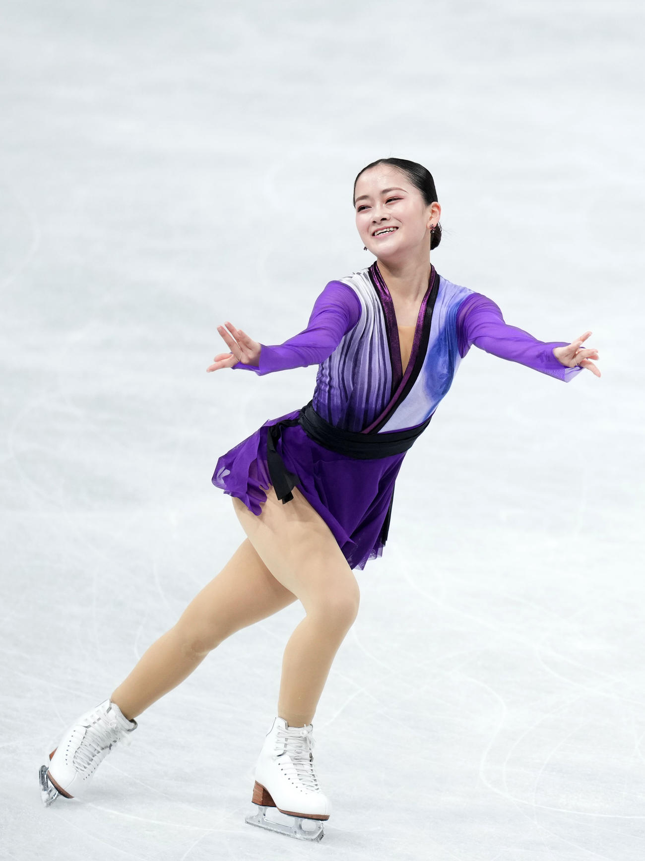 女子フリーで演技する渡辺（撮影・横山健太）