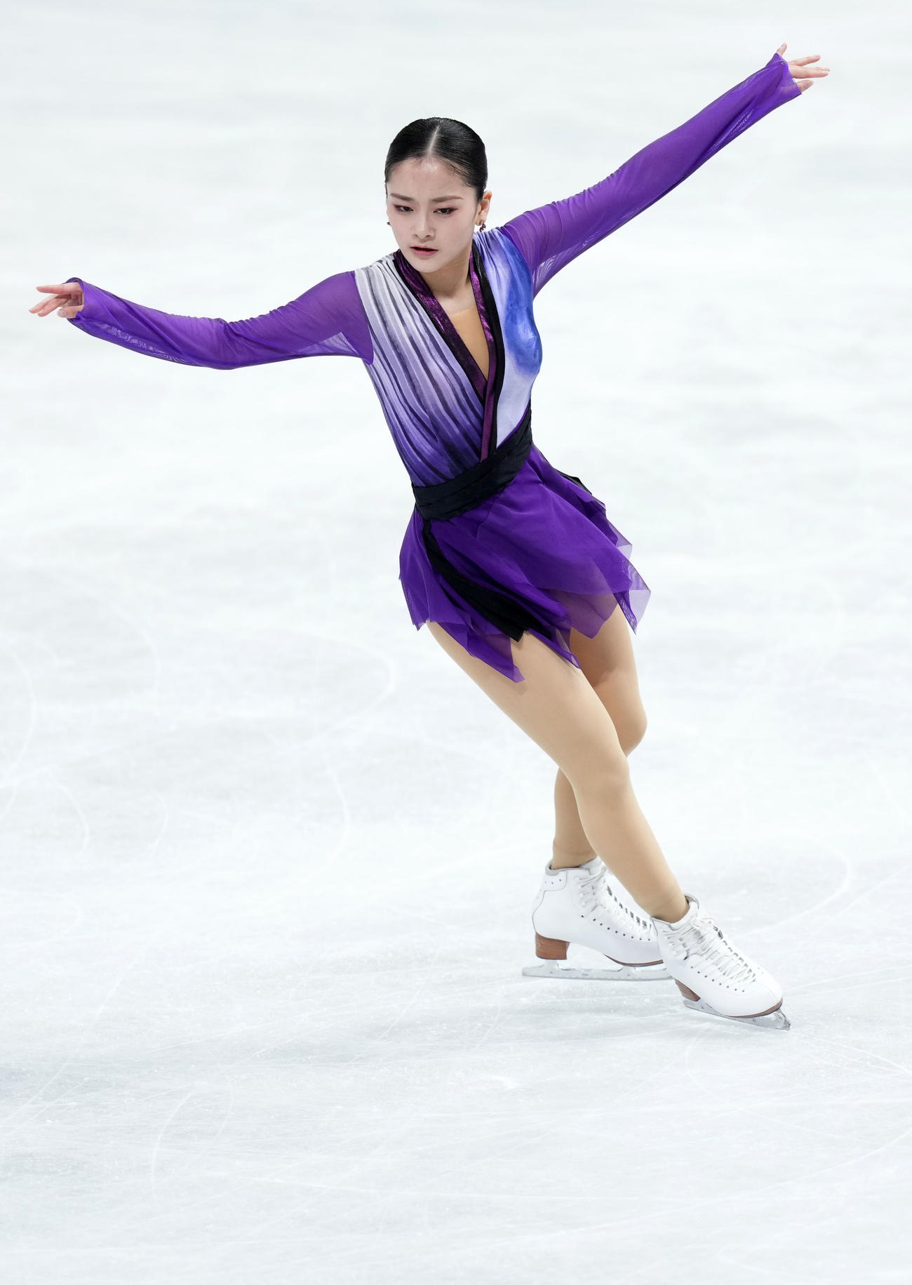 女子フリーで演技する渡辺（撮影・横山健太）