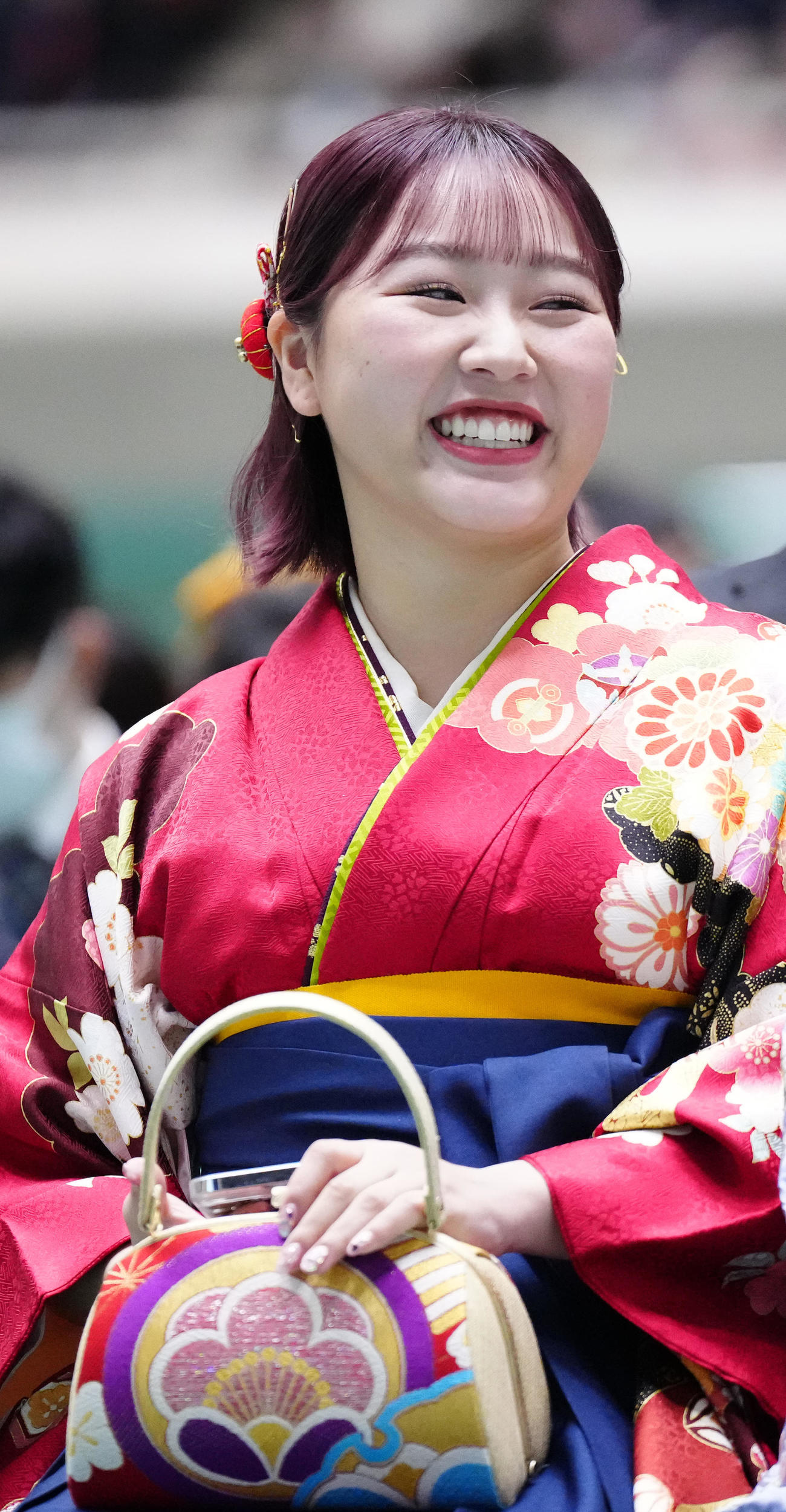 明大卒業式開始前、笑顔を見せる樋口（撮影・江口和貴）