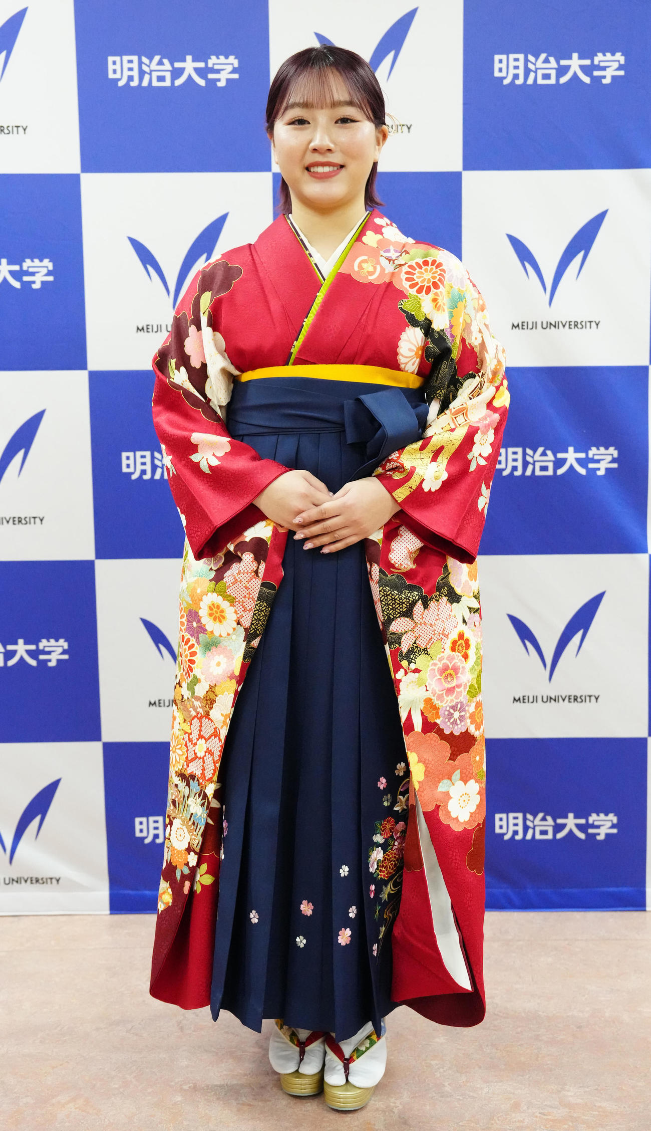 明大卒業式に臨んだ樋口（撮影・江口和貴）