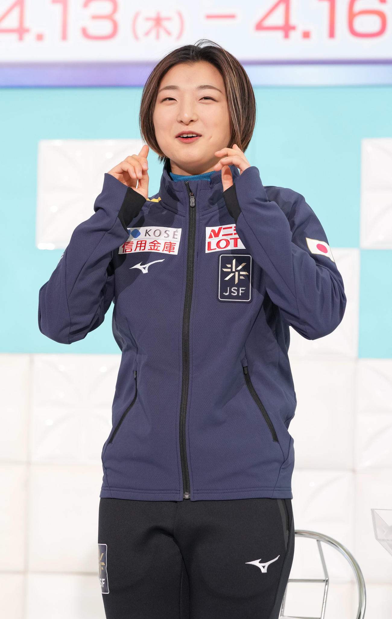 世界フィギュア国別対抗戦の日本代表選手発表会見に臨む坂本（撮影・小沢裕）
