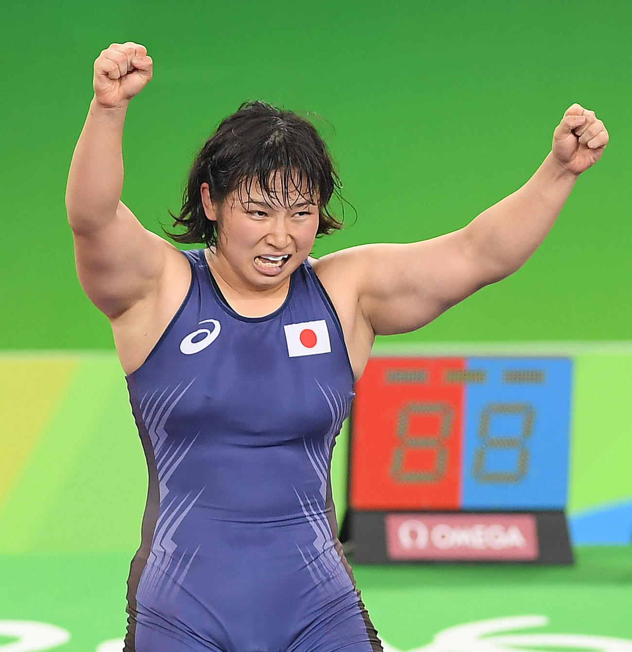 リオ五輪レスリング女子フリースタイル69キロ級で金メダルを獲得した土性沙羅（2016年8月17日撮影）