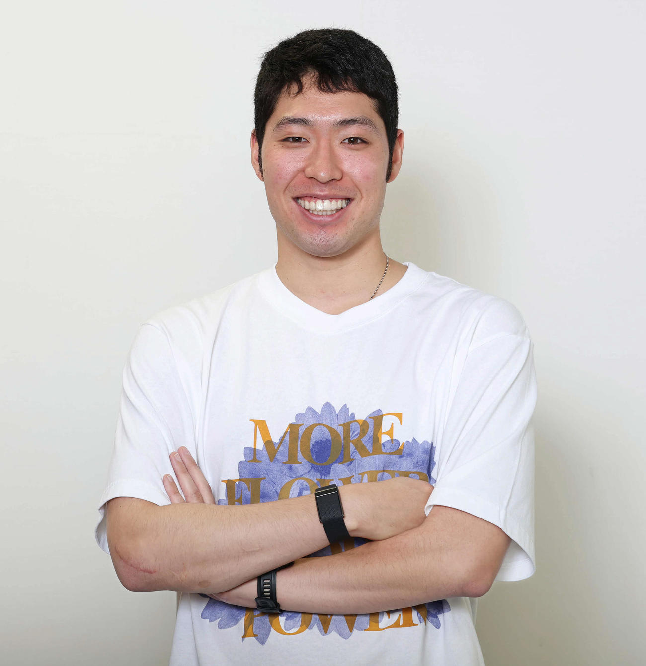 競泳日本選手権で本紙の解説をする萩野公介氏（撮影・丹羽敏通）