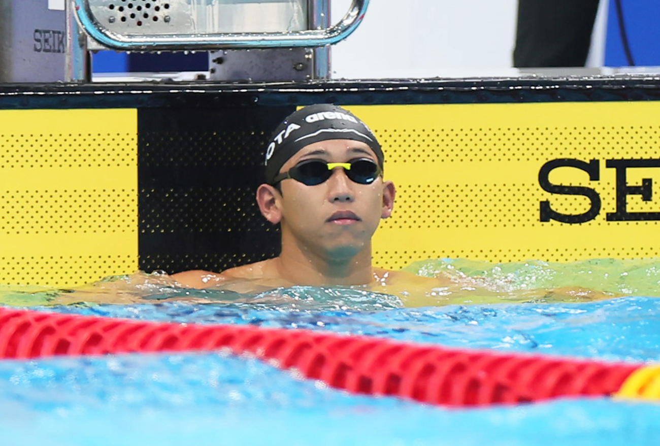 男子50メートルバタフライ予選で日本新記録の川本（撮影・足立雅史）