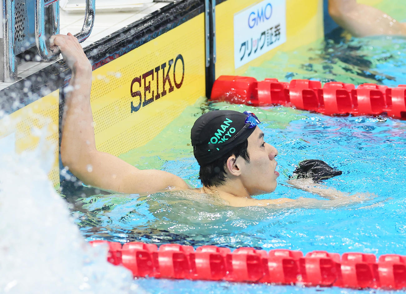 男子200メートルバタフライ予選を全体の1位で通過した本多（撮影・足立雅史）
