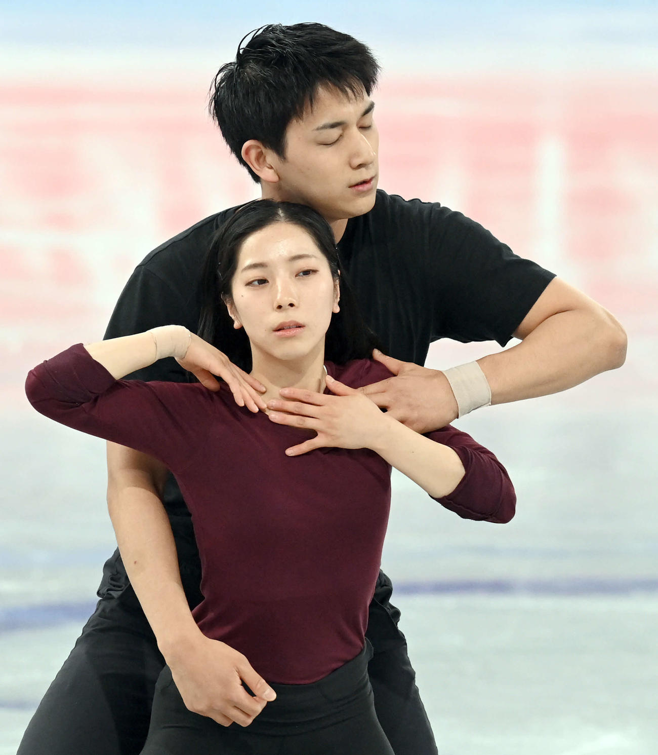 前日練習で調整を行うペアの三浦・木原組（撮影・たえ見朱実）
