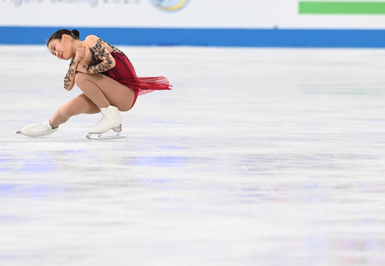 女子FP　華麗な演技を披露する三原（撮影・たえ見朱実）