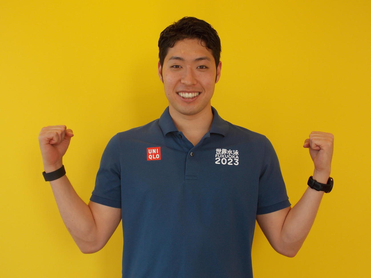 世界選手権に向けてユニクロドリームキャプテンを務める萩野公介氏（撮影・松本航）