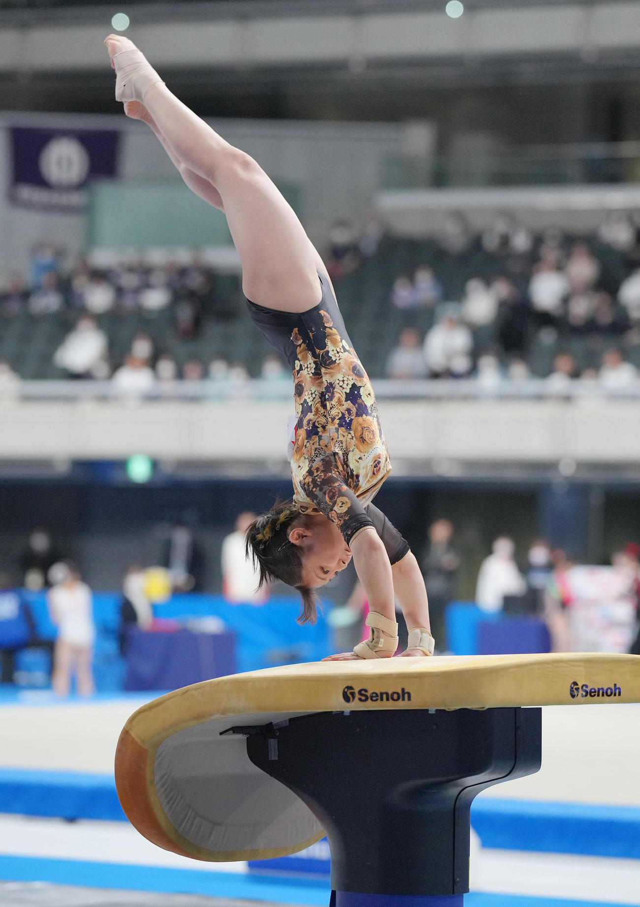 女子決勝、跳馬の演技をする渡部（撮影・垰建太）