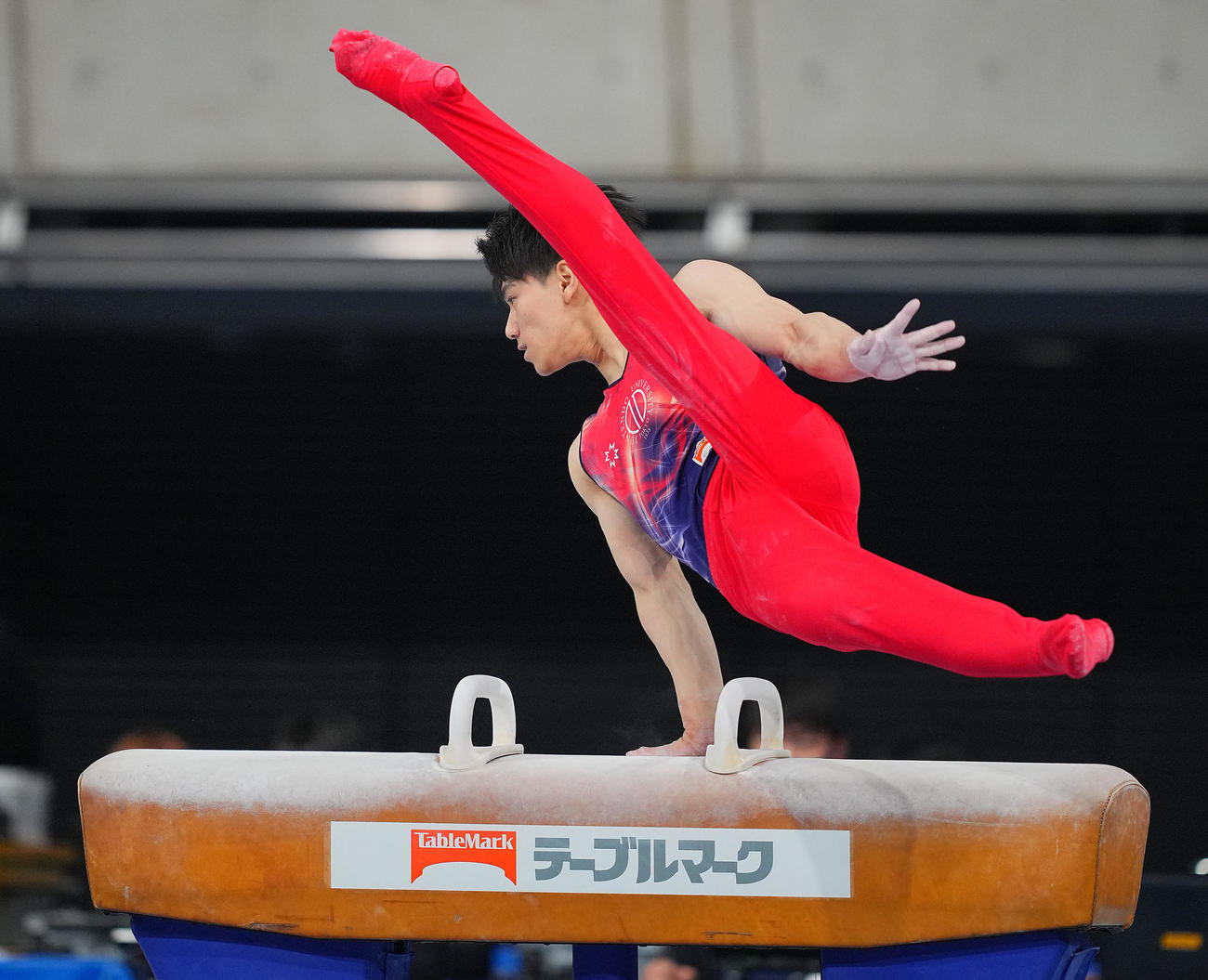 男子決勝、あん馬の演技をする橋本（撮影・垰建太）