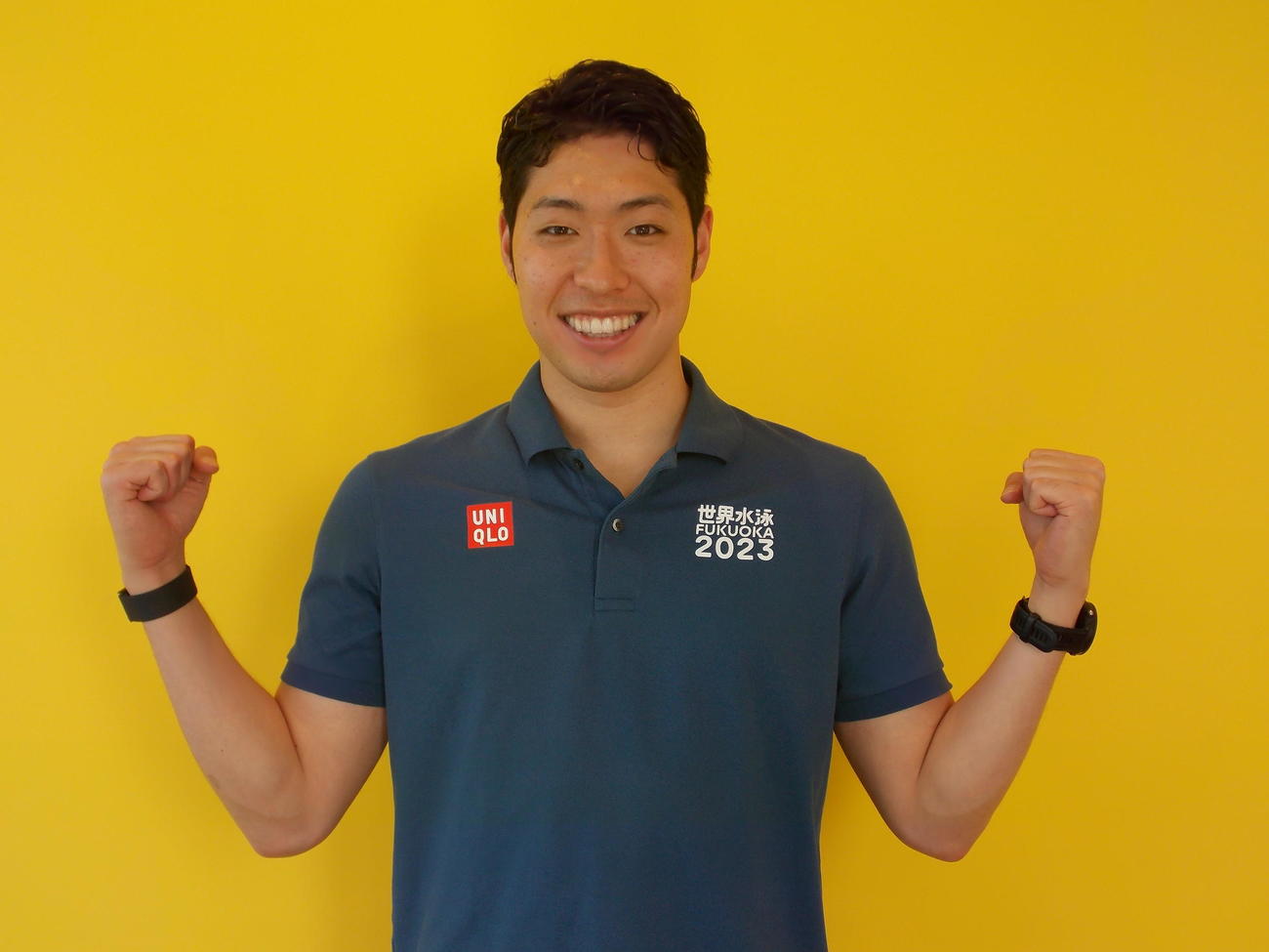 世界選手権に向けてユニクロドリームキャプテンを務める萩野公介氏（撮影・松本航）